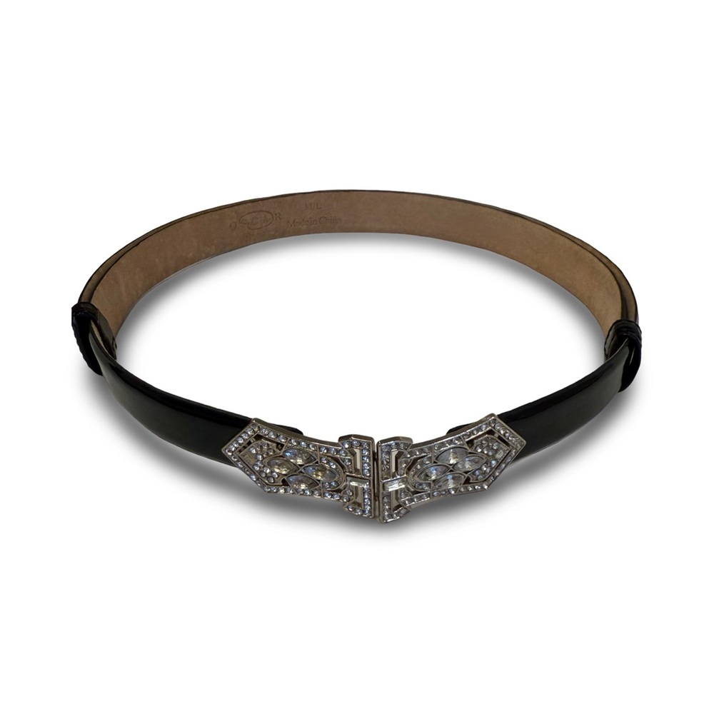 Oscar de la Renta vintage Black Belt with Silver Embellished Buckle
